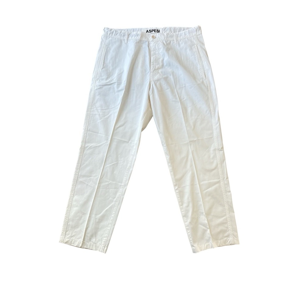 ASPESI Cotton Gabardine Chino Trouser Pant Men's 48 IT Cream White